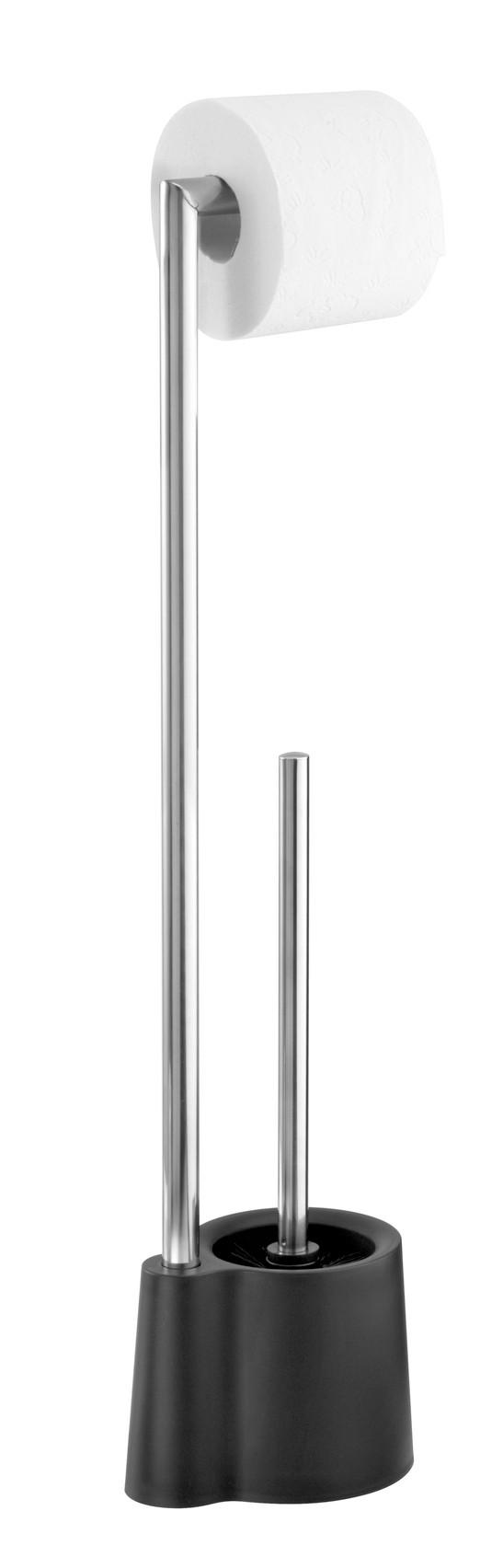 Garnitură perie WC Avola - argintiu/negru, Konventionell, plastic/metal (13/70/16cm) - Wenko
