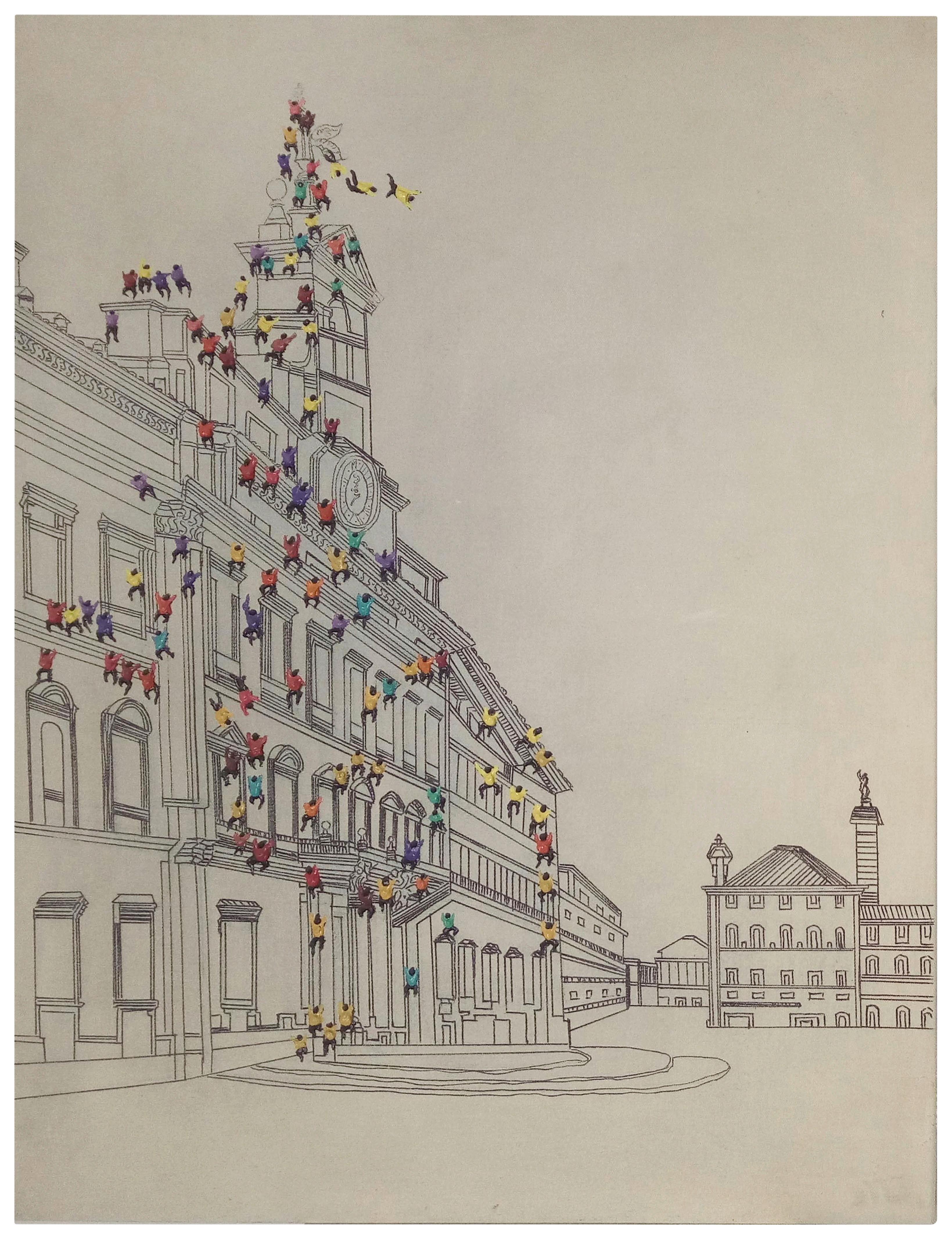 TABLEAU MENSCHENGRUPPE - multicolore, Lifestyle, matière synthétique/bois (75/100/3,8cm) - Kayoom