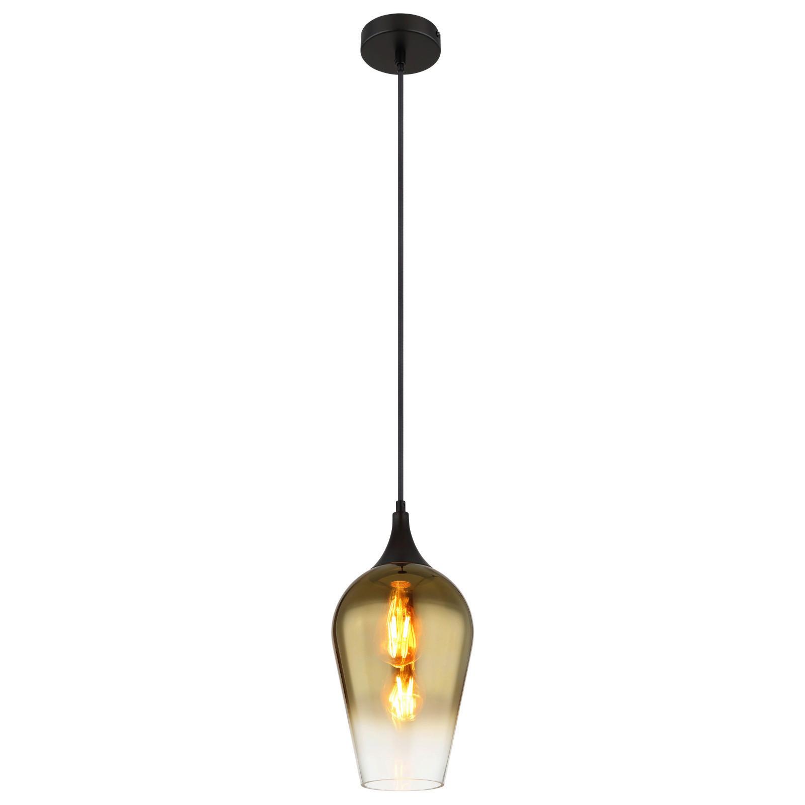 Hängeleuchte Lavus Goldfarben max. 60 Watt - Goldfarben/Schwarz, KONVENTIONELL, Glas/Metall (18/120cm) - Globo