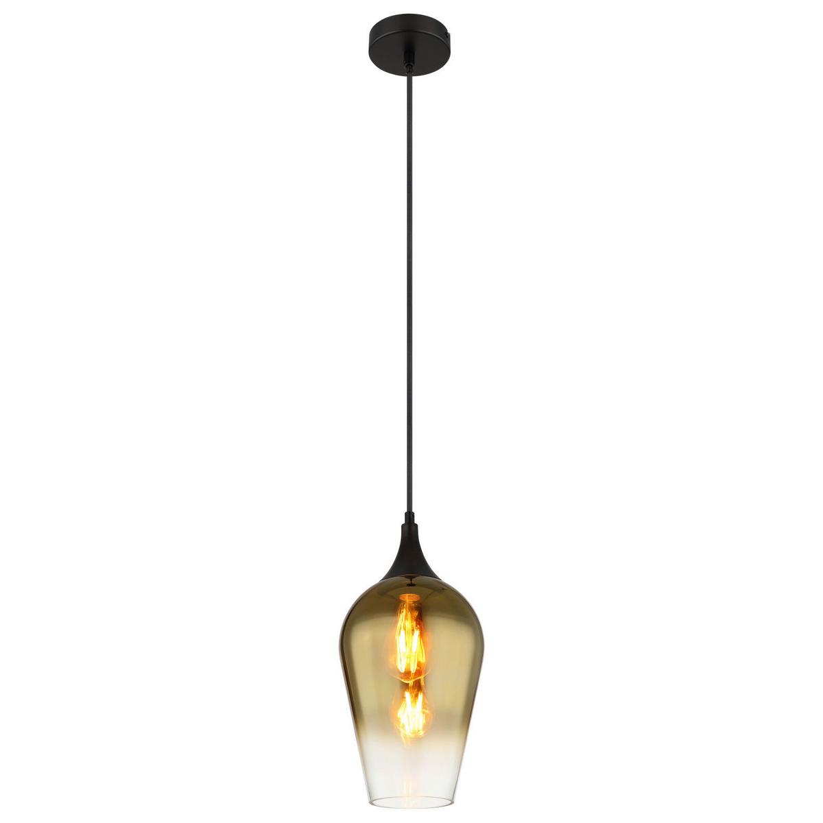 Hängeleuchte Lavus Goldfarben max. 60 Watt - Goldfarben/Schwarz, KONVENTIONELL, Glas/Metall (18/120cm) - Globo