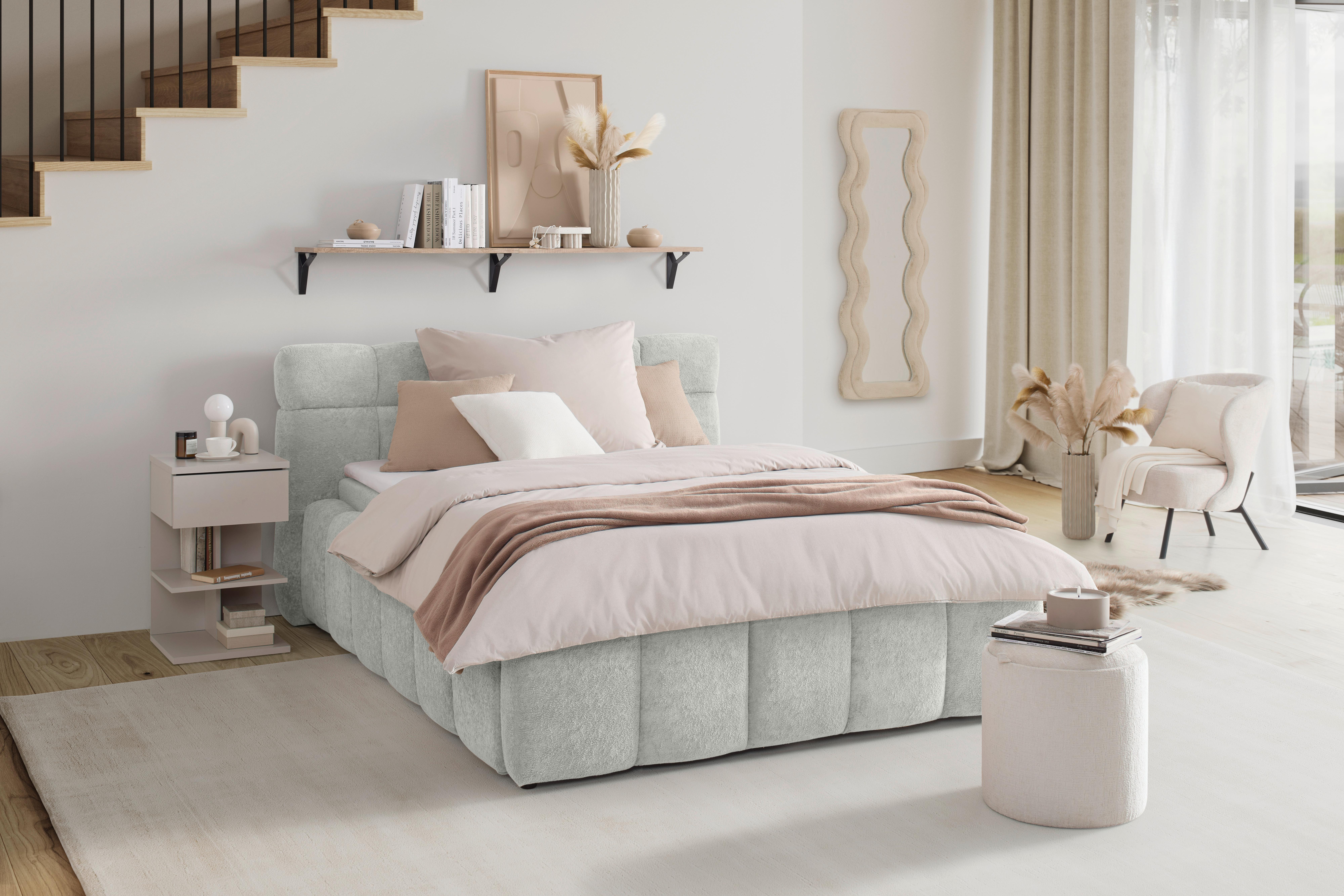 Polsterbett Monte Taupe ca. 140x200cm - Taupe/Schwarz, KONVENTIONELL, Kunststoff/Textil (140/200cm) - Based