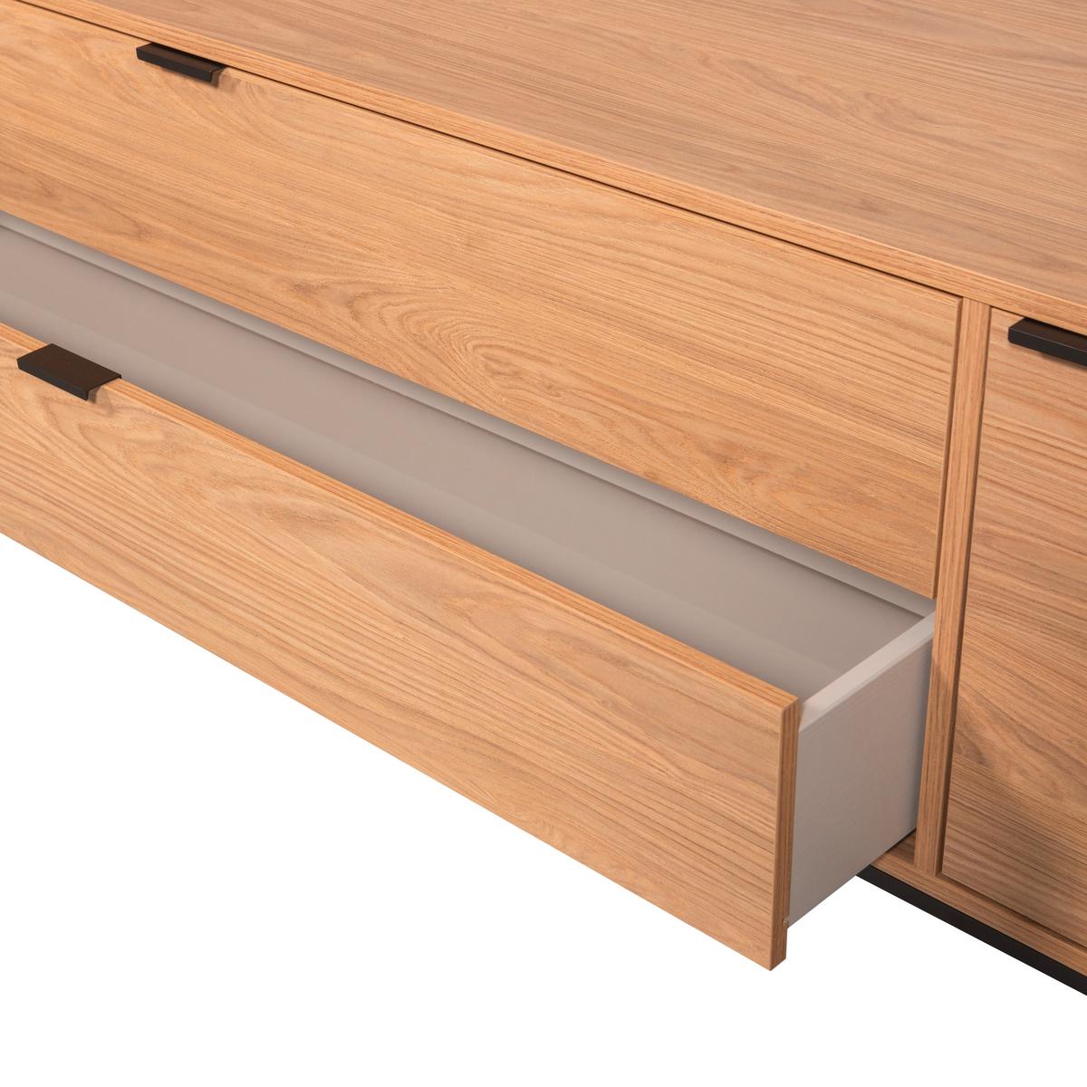 Lowboard Silas Eichefarben B: 180cm - Eichefarben/Schwarz, Design, Holz/Metall (180/61/44cm) - Livetastic