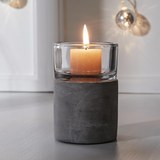 Teelichthalter Ambiente inkl. Glas Ø/h ca. 8,3/11,9 cm - Hellgrau, MODERN, Stein (8,3/11,9cm)