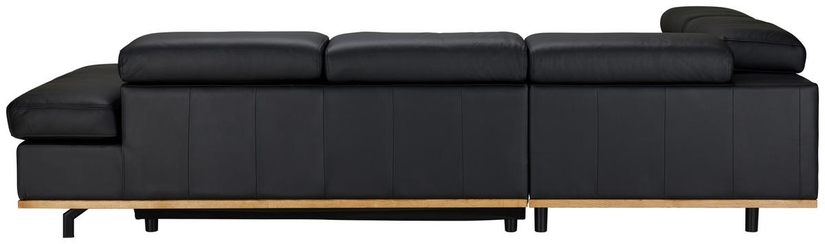 Wohnlandschaft Carmen Schwarz - Schwarz, Modern, Leder/Holz (292/72/226cm) - Premium Living
