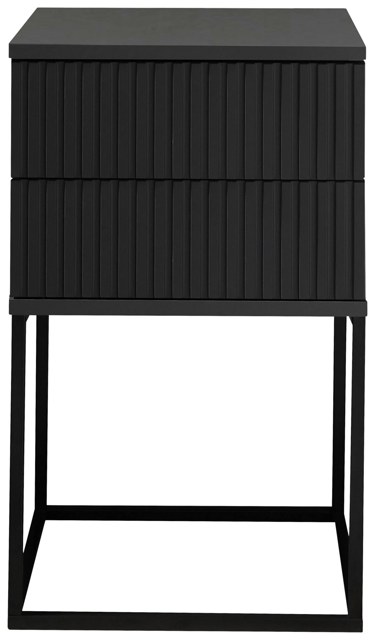 SZAFKA NOCNA MARLE - czarny/kolor grafitowy, Modern, materiał drewnopochodny/metal (40/65/38,5cm) - Livetastic