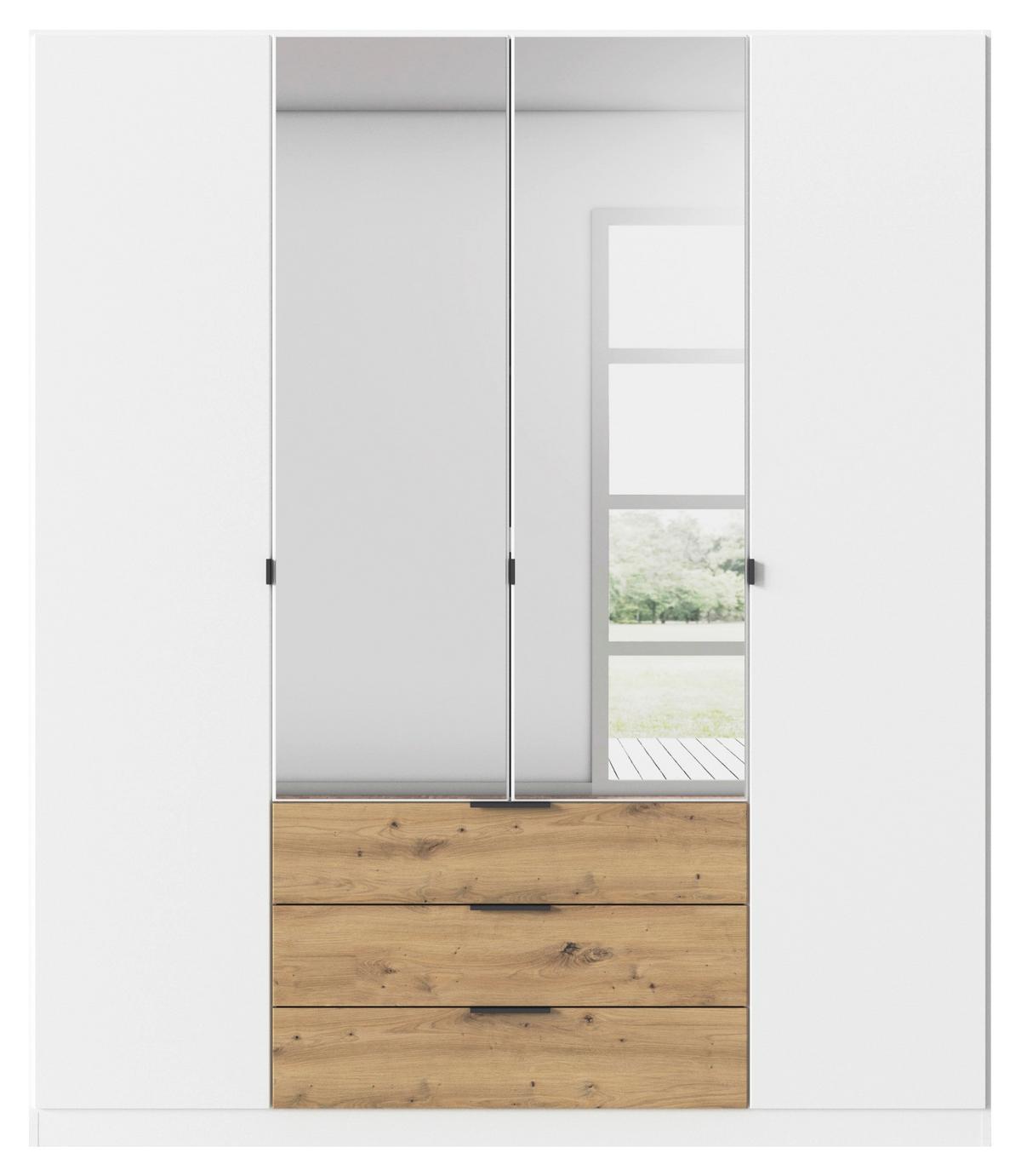 Omara Za Oblačila Davoa, Bela, Barva Hrasta - siva/bela, Basics, kovina/steklo (181/210/54cm) - Boxxx
