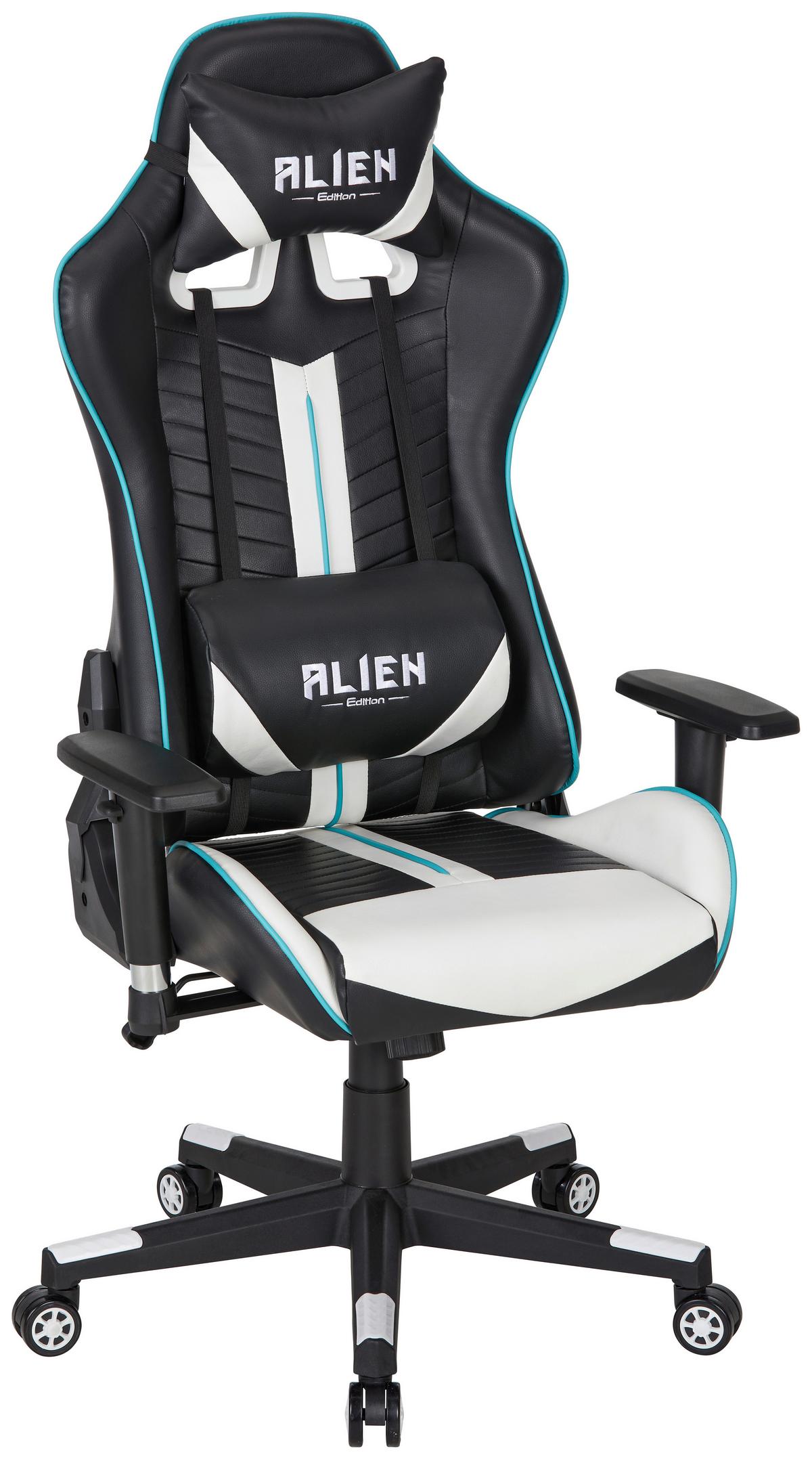 Gamingstuhl in Schwarz/Weiss - Weiss/Schwarz, Modern, Kunststoff/Metall (74/125-135/76,5cm) - Mömax