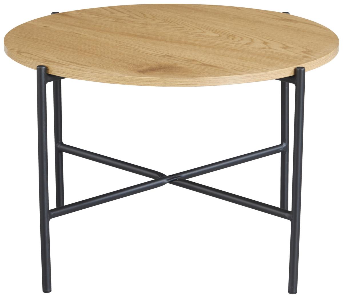 Klubska Miza Oslo - črna/barve hrasta, Konvencionalno, kovina/leseni material (60/40cm) - Mömax