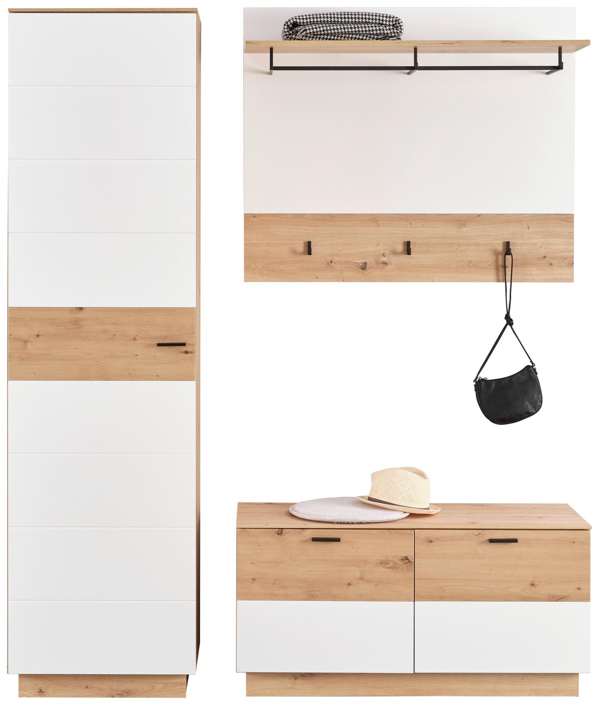 Panou cuier TONALE - alb/stejar Artisan, Konventionell, material pe bază de lemn (106,5/88/29,6cm) - Modern Living