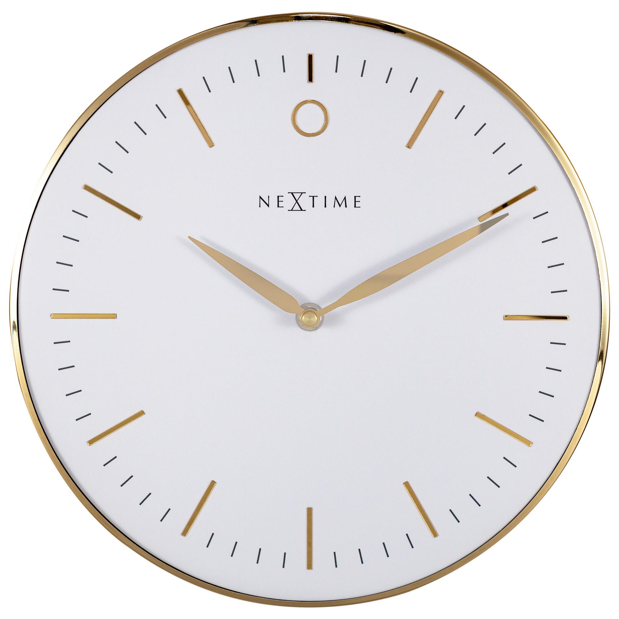 Wanduhr Small Glamour Weiß/Goldfarben - Goldfarben/Weiß, Basics, Glas/Metall (30/30/4,3cm) - Nextime