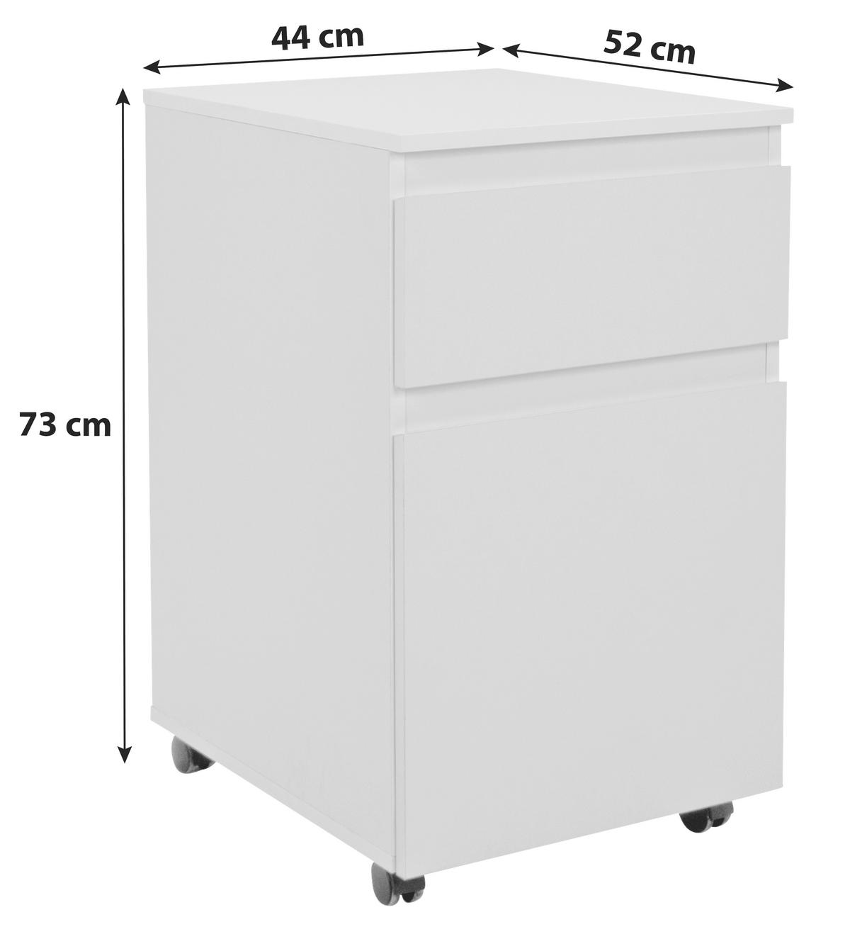 KONTENER NA KÓŁKACH IMAGE 31 - biały, Konventionell, materiał drewnopochodny/tworzywo sztuczne (44/73/52cm) - MID.YOU
