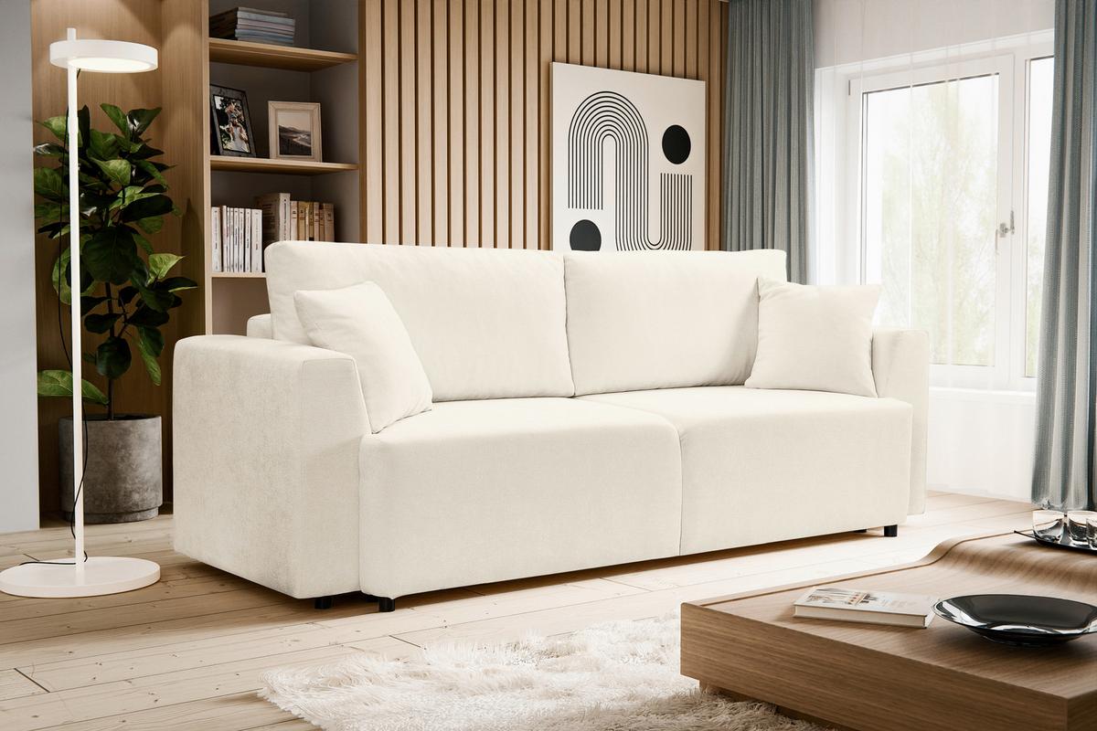 Schlafsofa Point Creme - Creme/Schwarz, Basics, Holz/Kunststoff (250/95/99cm) - MID.YOU