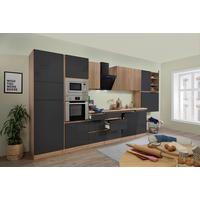 Küchenzeile Premium m. Geräte Grau/Eiche B: ca. 445 cm - Eichefarben/Grau, Basics, Holzwerkstoff (445cm) - Respekta