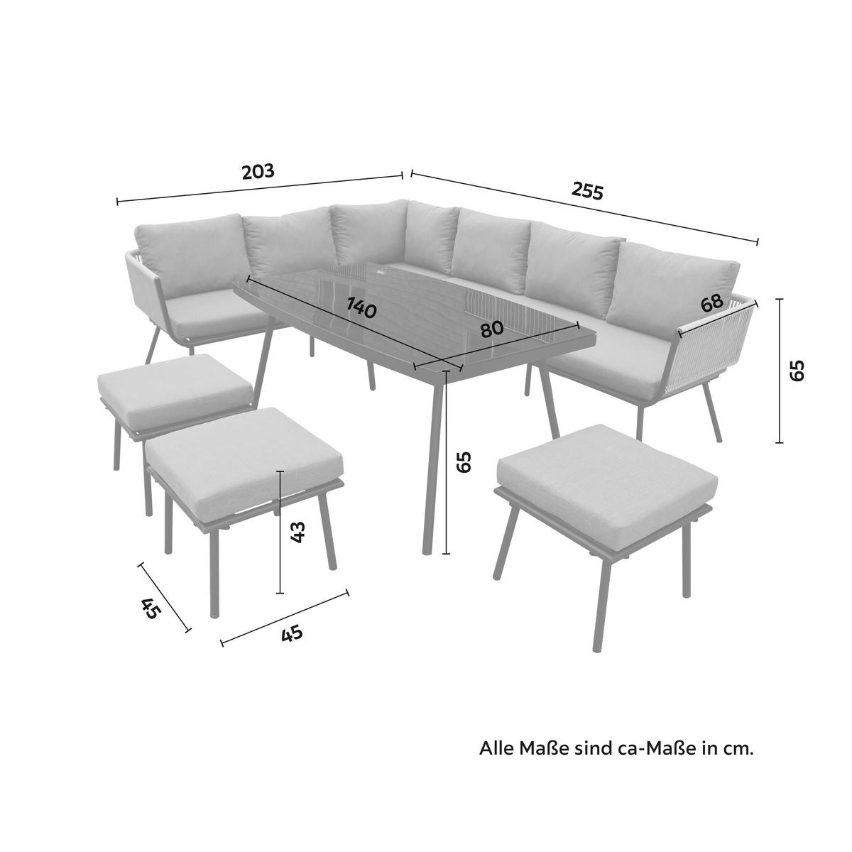 LOUNGEGARNITUR MICHAEL -INT- - Grau, Modern, Glas/Textil (252/65/203cm) - Mömax