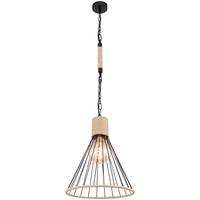 Viseča Svetilka 15676h1 - črna/rjava, Natur, kovina/naravni materiali (35/140cm) - Globo