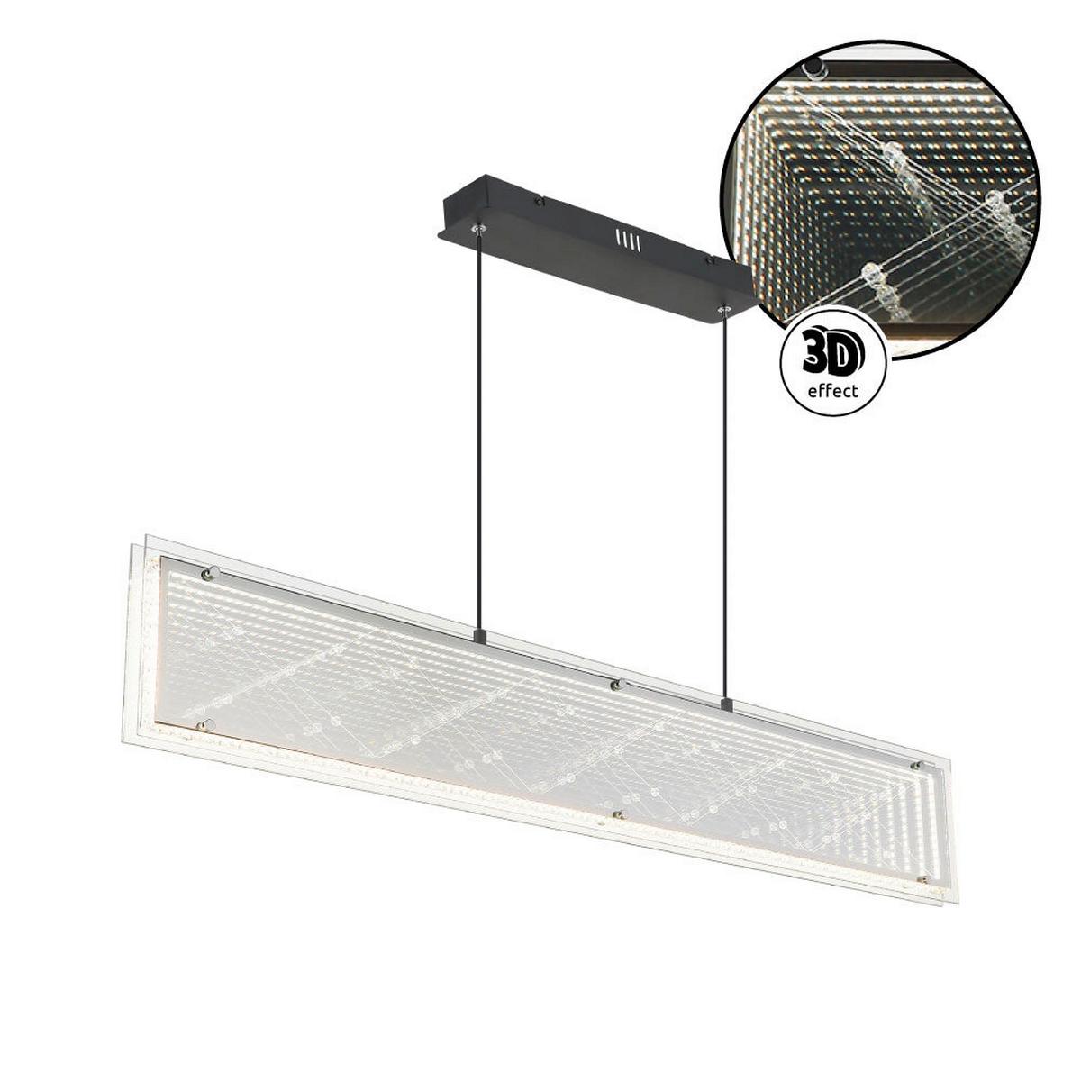 Led Viseća Svjetiljka Mirrora - prozirno/boje kroma, Design, staklo/metal (113/8/120cm) - Globo