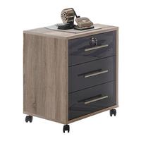 Rollcontainer Office Edition Sonoma Eiche/Anthrazit - Edelstahlfarben/Anthrazit Hochglanz, MODERN, Holzwerkstoff/Kunststoff (44/58/40cm) - MID.YOU