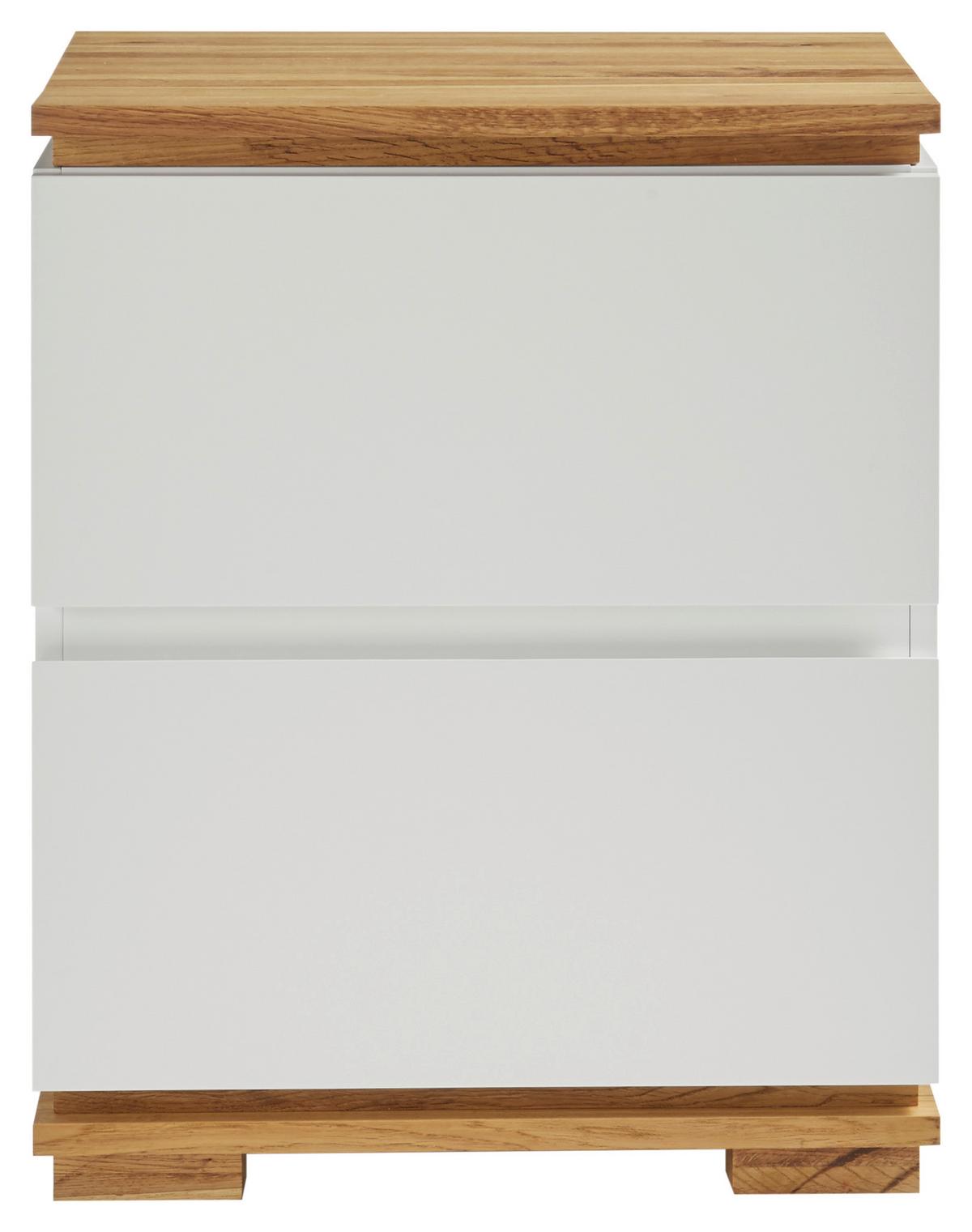 SZAFKA NOCNA TUNIS - kolor dębowy/biały, Basics, materiał drewnopochodny/drewno (48/59/40cm)