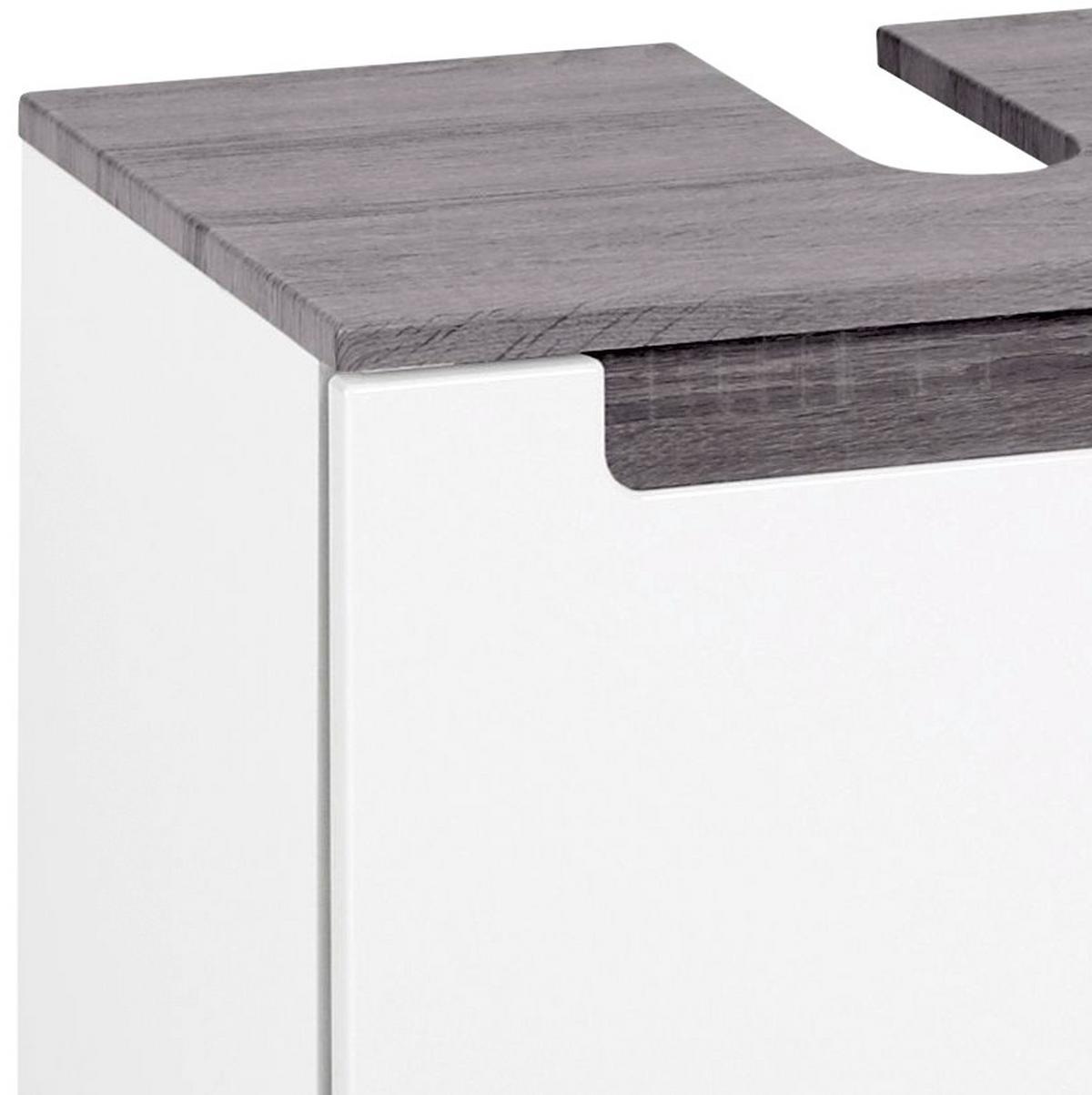 Waschbeckenunterschrank in Weiss/Eichefarbe 'Siena' - Weiß/Silbereichenfarben, MODERN, Holzwerkstoff (60/40/35cm) - Held