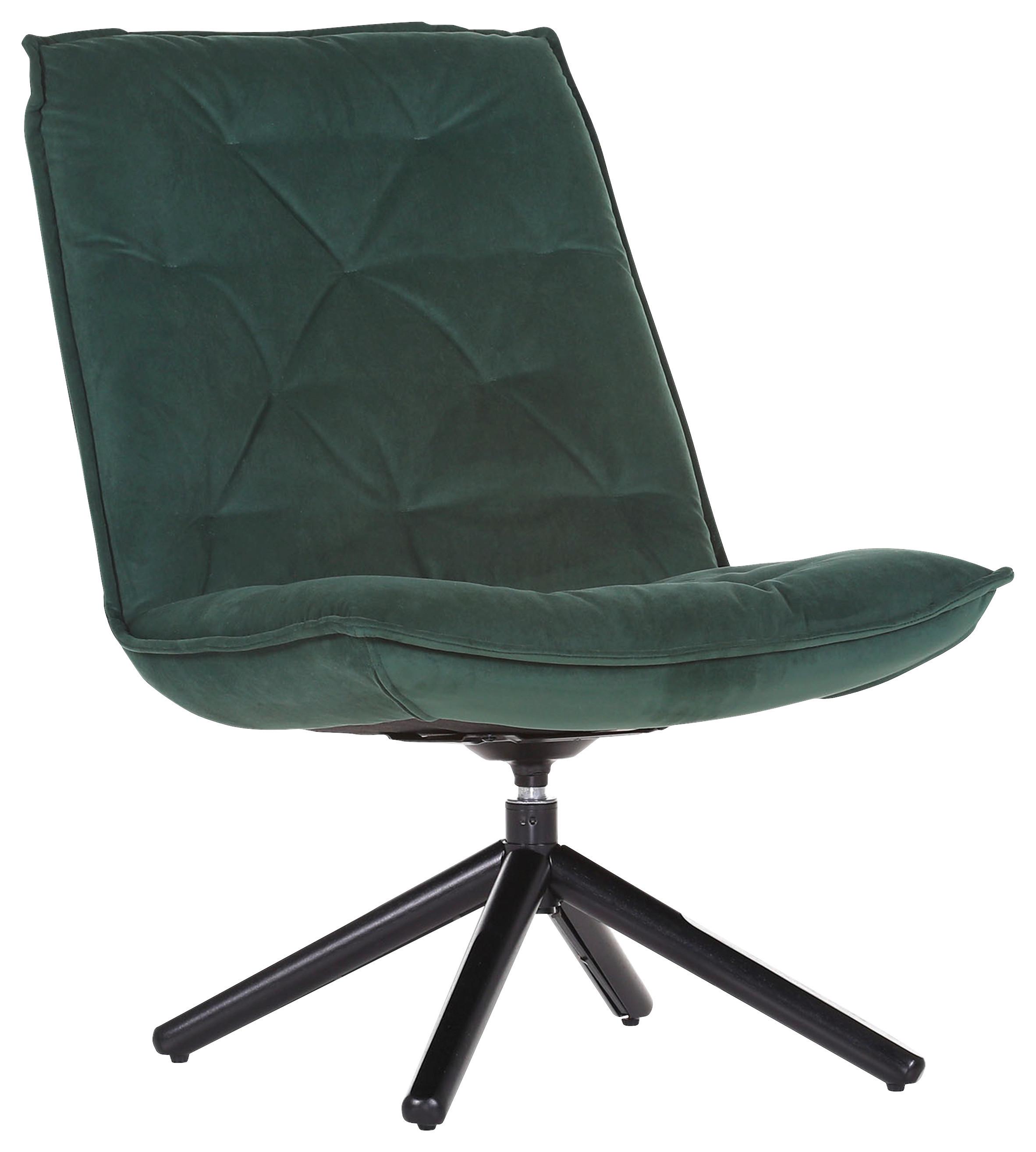 Fotelj Chill, Temno Zelena, Vrtljiv - črna/temno zelena, Moderno, kovina/tekstil (70/96/80cm) - Modern Living