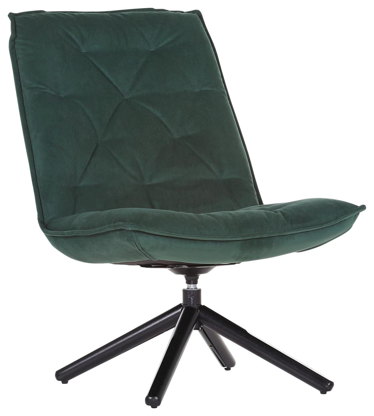 Fotelj Chill, Temno Zelena, Vrtljiv - črna/temno zelena, Moderno, kovina/tekstil (70/96/80cm) - Modern Living