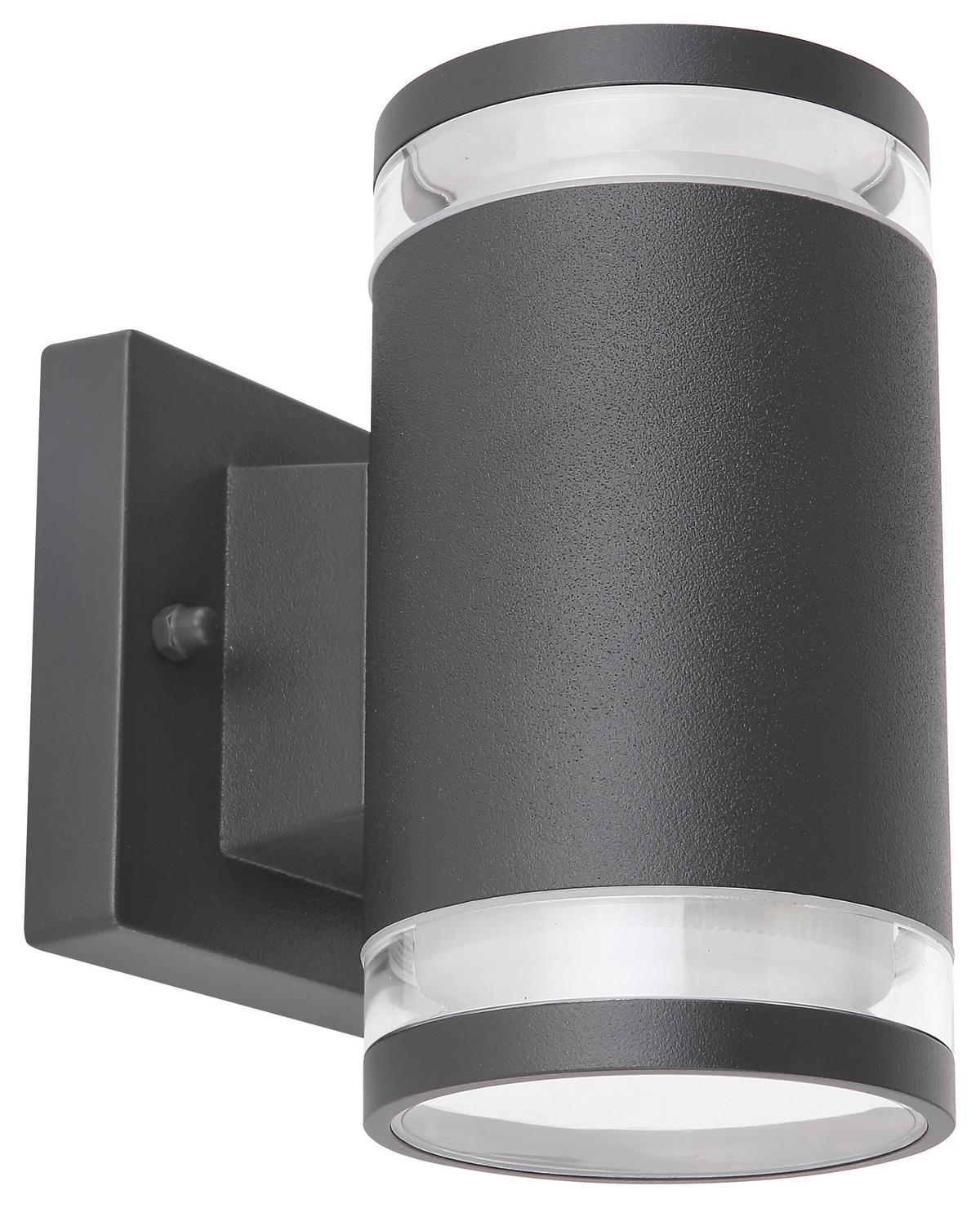 AUSSENWANDLEUCHTE ALCALA B: 10 CM ANTHRAZIT - Klar/Anthrazit, Basics, Glas/Metall (10/16,5cm) - Globo