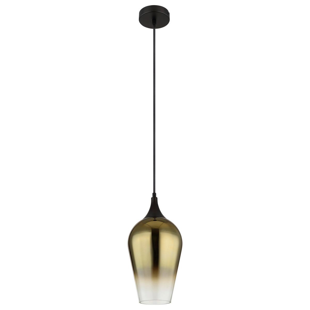 Hängeleuchte Lavus Goldfarben max. 60 Watt - Goldfarben/Schwarz, KONVENTIONELL, Glas/Metall (18/120cm) - Globo
