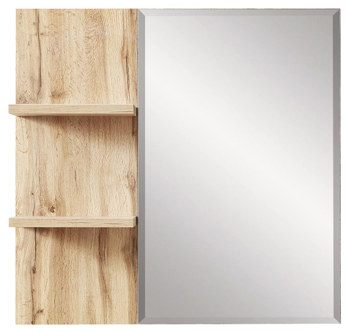 LUSTRO ŚCIENNE LOOP - kolor dębowy, Konventionell, materiał drewnopochodny/szkło (80/78/17cm) - Voleo