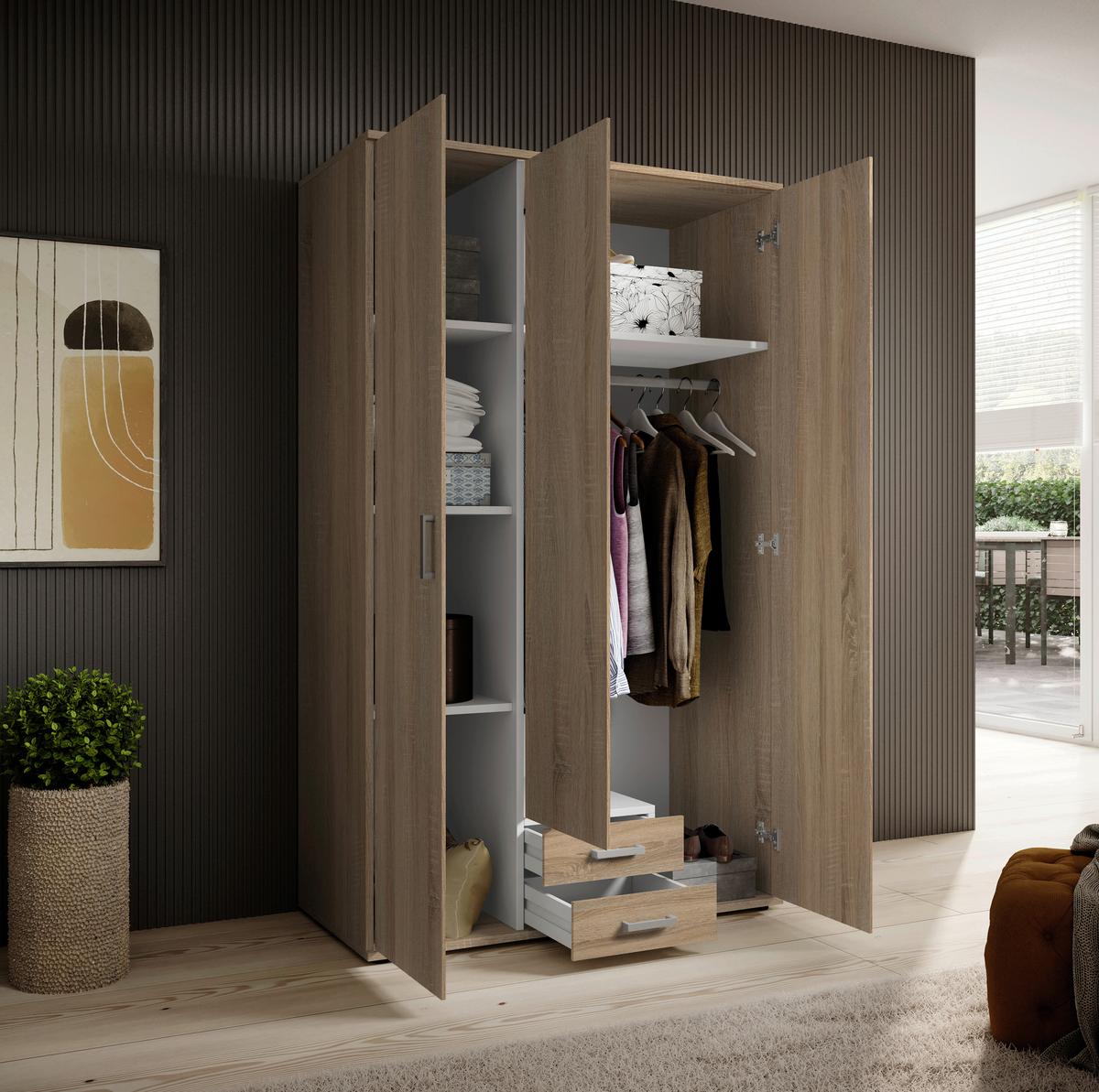 Drehtürenschrank Olli Sonoma Eiche - Alufarben/Sonoma Eiche, Basics, Glas/Holzwerkstoff (120/196/54cm) - Based