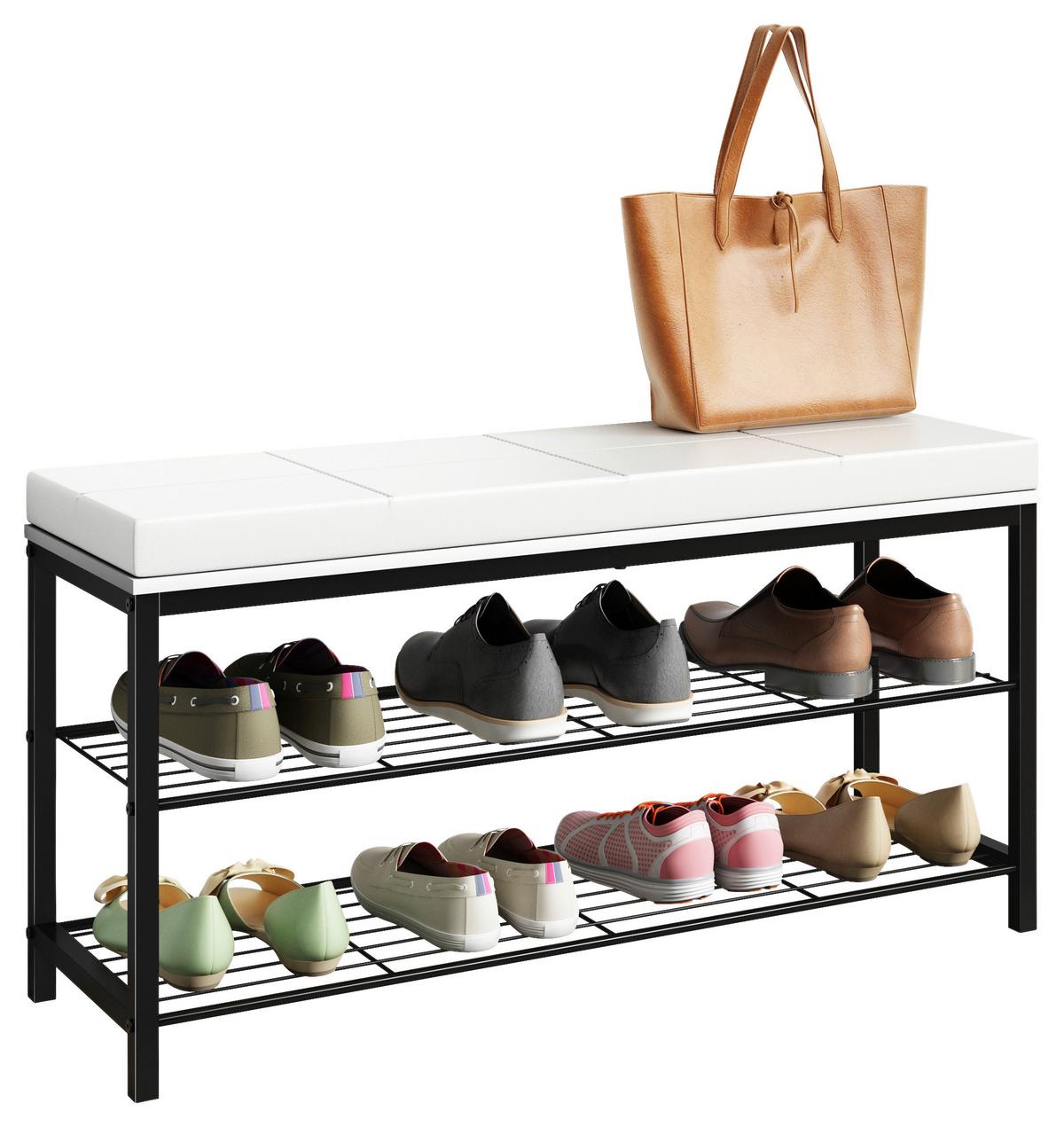 SCHUHREGAL TALIRO SB - Weiss/Schwarz, Design, Holzwerkstoff/Metall (90/48/30cm) - MID.YOU