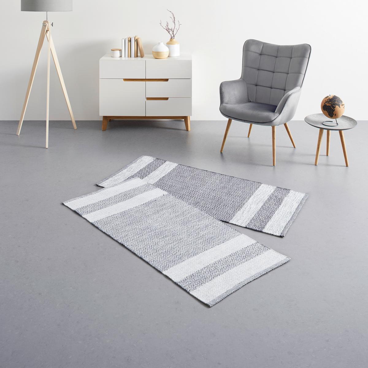 Ročno Tkana Preproga Elisa - temno siva/bela, Moderno, tekstil (60/120cm) - Modern Living