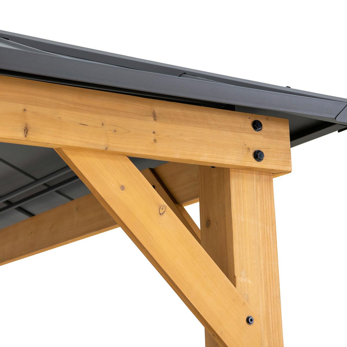 Pavillon Gazebo Anthrazit Echtholz - Anthrazit, Basics, Metall (390/320/450cm) - Modante