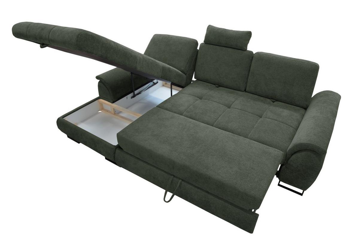 Kutna Garnitura Lago - maslinasto zelena/crna, Moderno (176/95/272cm) - Modern Living