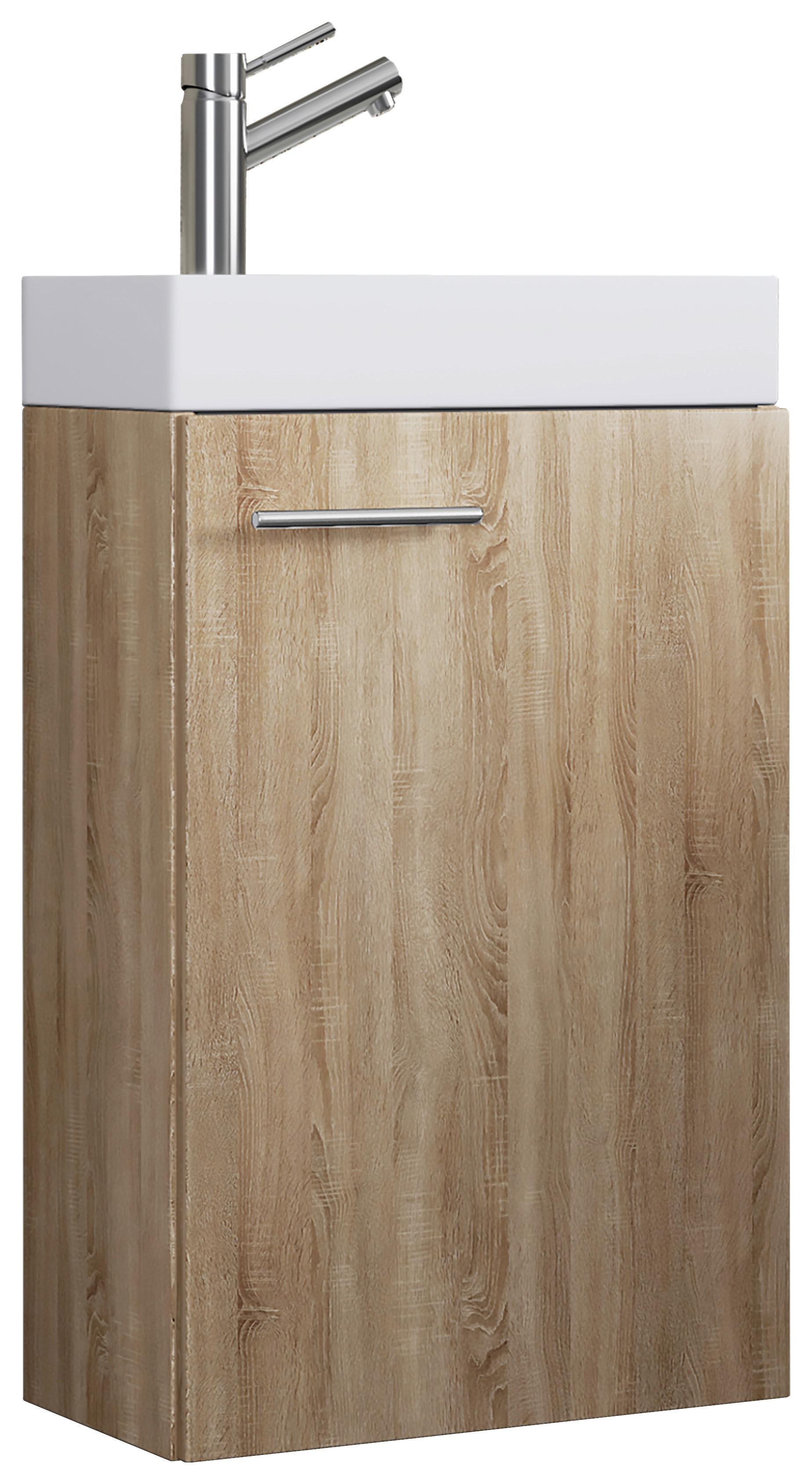 Waschtischkombi Slito ca. 41 cm Sonoma Eiche - Weiß/Sonoma Eiche, MODERN, Keramik/Holzwerkstoff (40,5cm) - MID.YOU