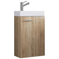 Waschtischkombi Slito ca. 41 cm Sonoma Eiche - Weiß/Sonoma Eiche, MODERN, Keramik/Holzwerkstoff (40,5cm) - MID.YOU