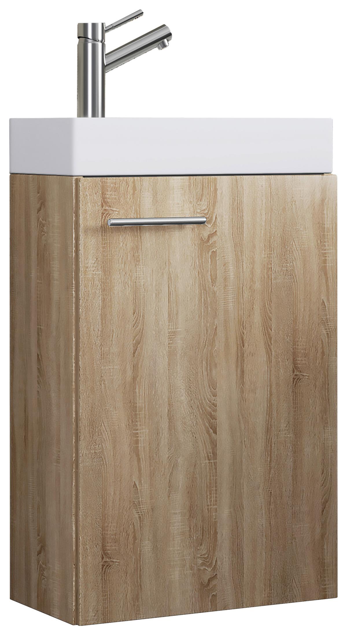 Waschtischkombi Slito ca. 41 cm Sonoma Eiche - Weiß/Sonoma Eiche, MODERN, Keramik/Holzwerkstoff (40,5cm) - MID.YOU