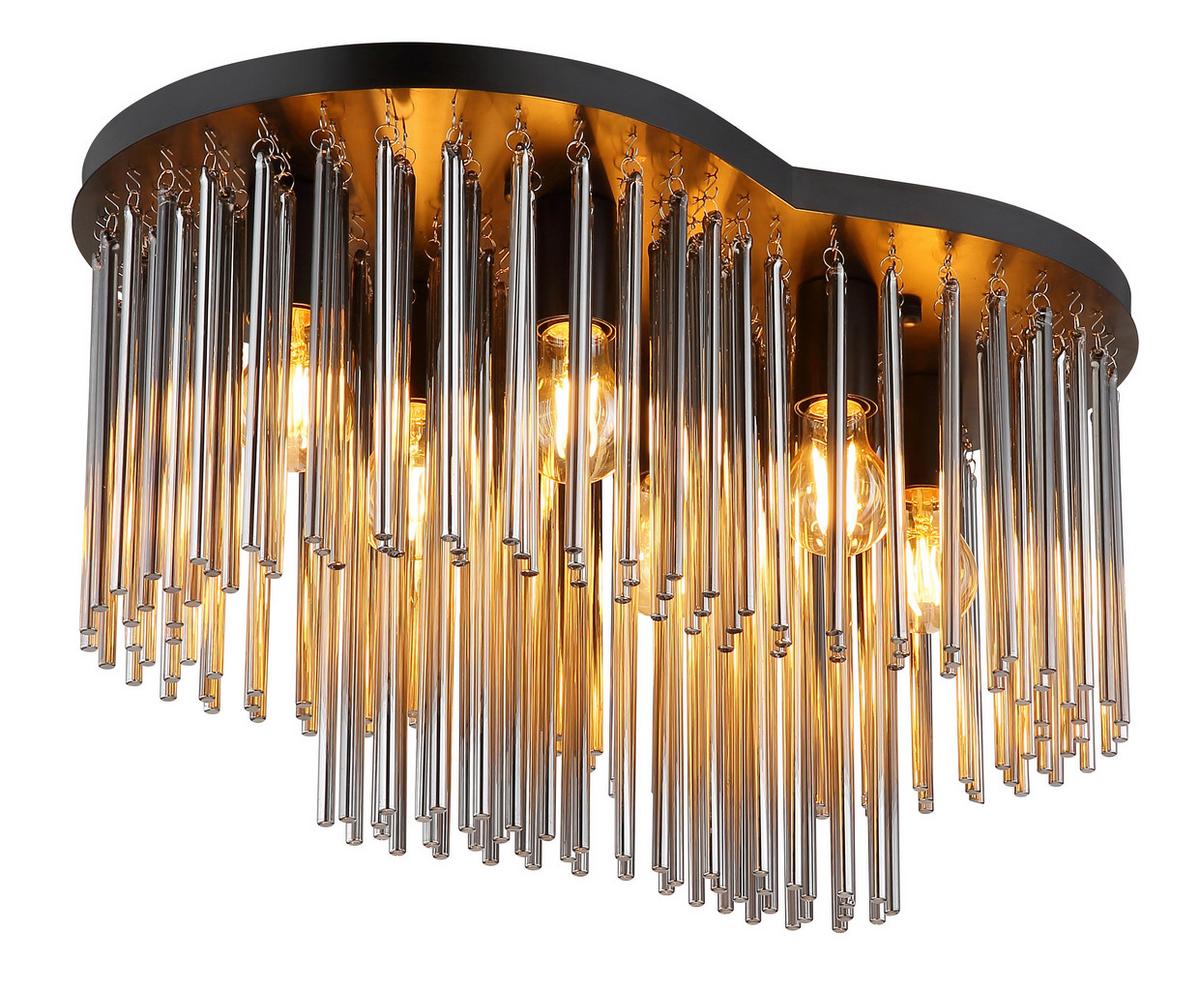 DECKENLEUCHTE 15698-6D GORLEY - Schwarz/Grau, Konventionell, Glas/Metall (60/35/34,5cm) - Globo