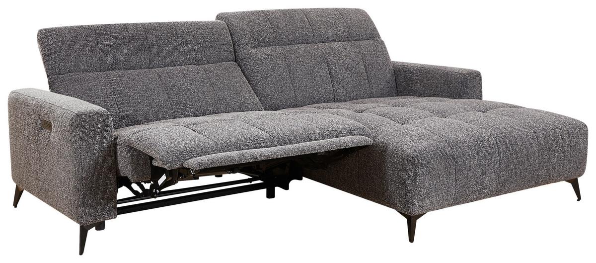 Wohnlandschaft Milano Graphitfarben - Graphitfarben/Schwarz, Modern, Holz/Textil (254/82-105/177cm) - Based