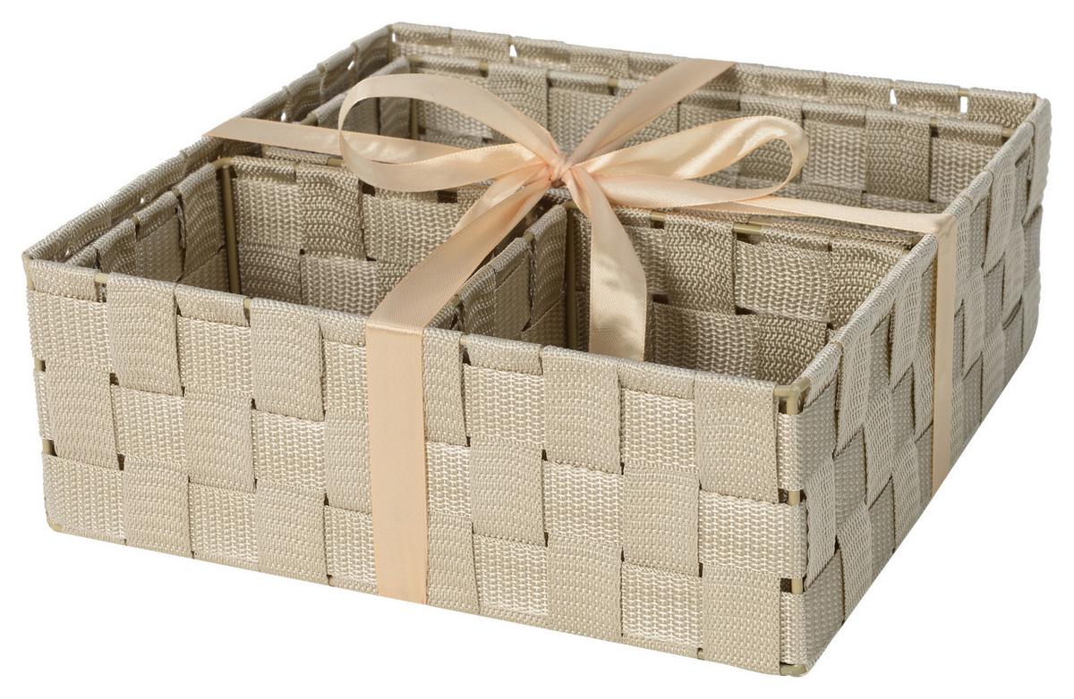 Set Pletenih Košar Kelly - bež, Romantika, kovina/umetna masa - Mömax