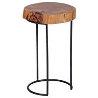 Beistelltisch "Akola" , ca. 28x28 cm, aus Akazie - Schwarz/Akaziefarben, Design, Holz/Metall (28/28/45cm) - MID.YOU
