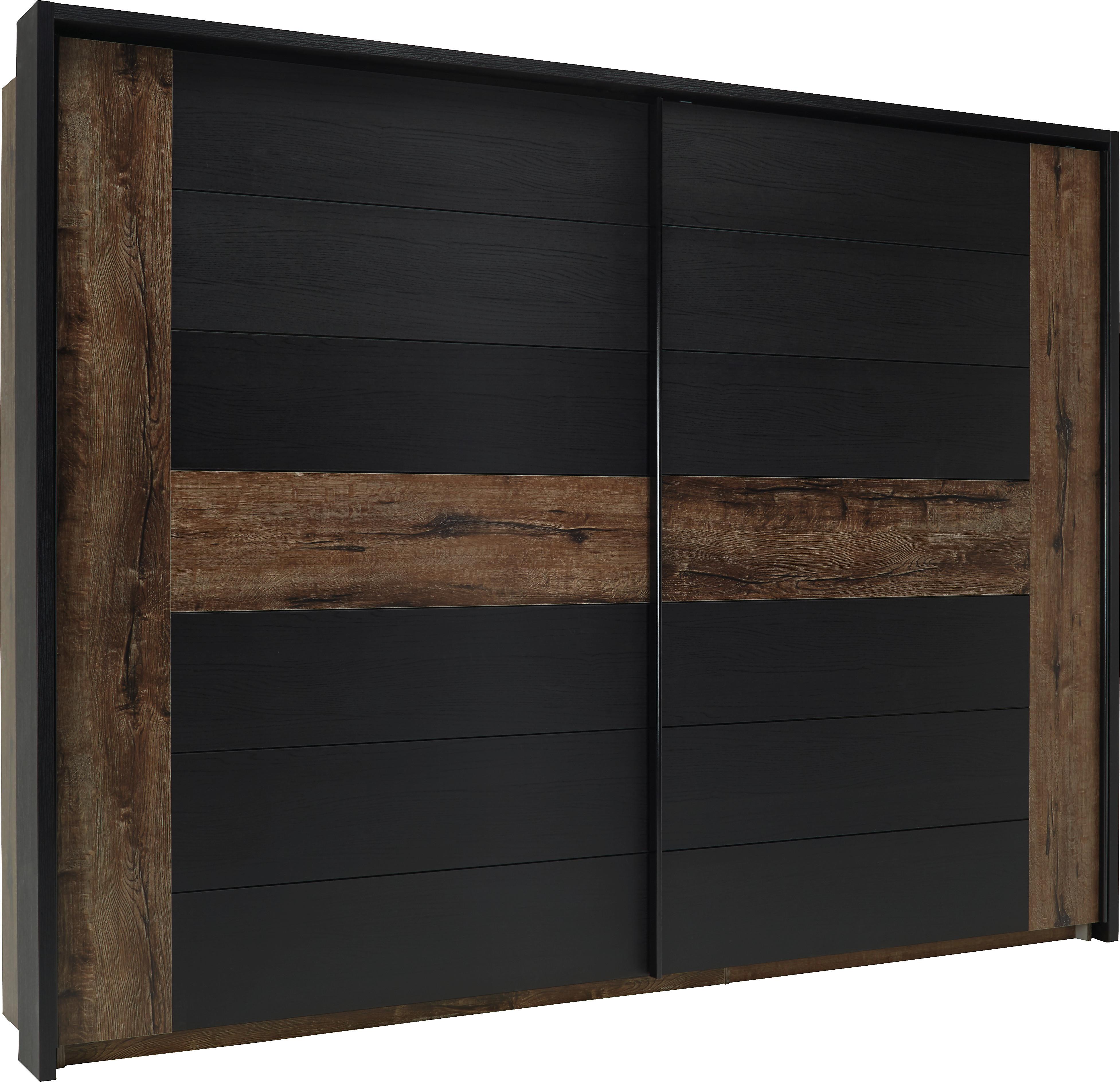 Dulap de haine Bellevue - culoare lemn stejar/negru, Lifestyle, plastic/metal (270/210/61cm)