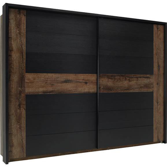 Dulap De Haine Bellevue - culoare lemn stejar/negru, Lifestyle, plastic/compozit lemnos (270/210/61cm)