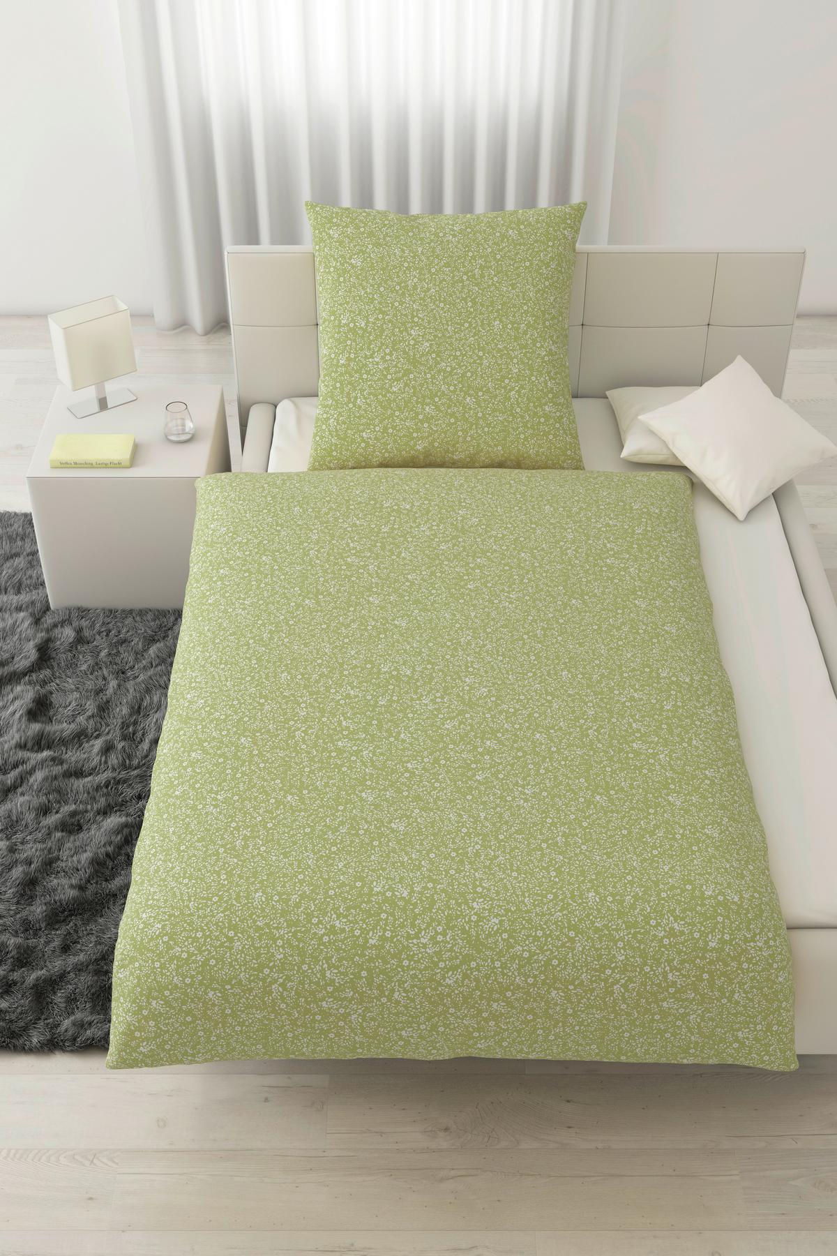 Bettwäsche Barn Flower in Grün/Weiss ca. 135x200cm - Weiß/Grün, KONVENTIONELL, Textil (135/200cm) - Modern Living