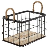 Coș Matt - culoare natur/negru, Romantik / Landhaus, lemn/metal (31/21/19cm) - Mömax