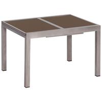 Gartentisch ausziehbar ca. 180x200 cm Alu/Glas - Graphitfarben/Braun, MODERN, Glas/Metall (180/100/75cm) - Gardenson