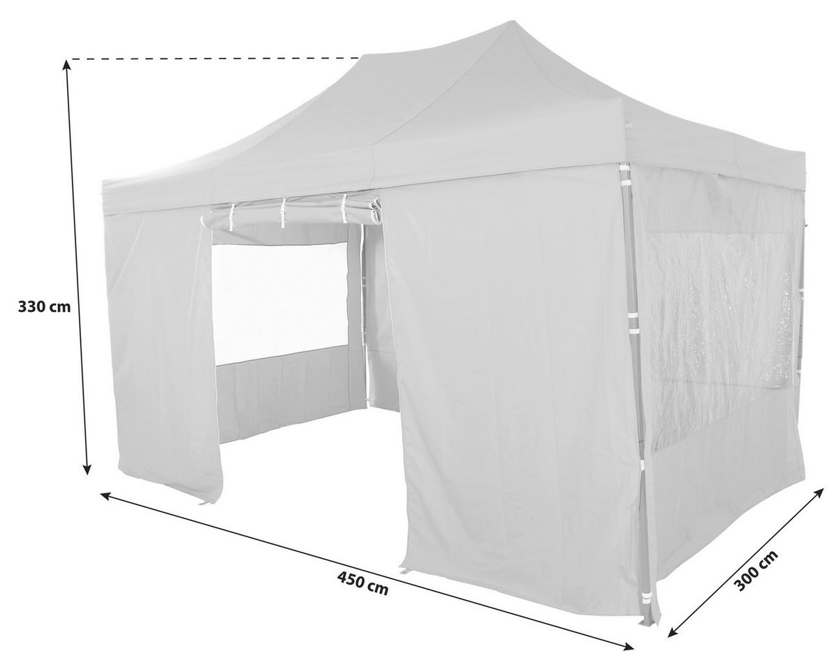 Pavillon 450x300 cm mit Seitenteilen - Grau, KONVENTIONELL, Textil (450/330/300cm) - Siena Garden