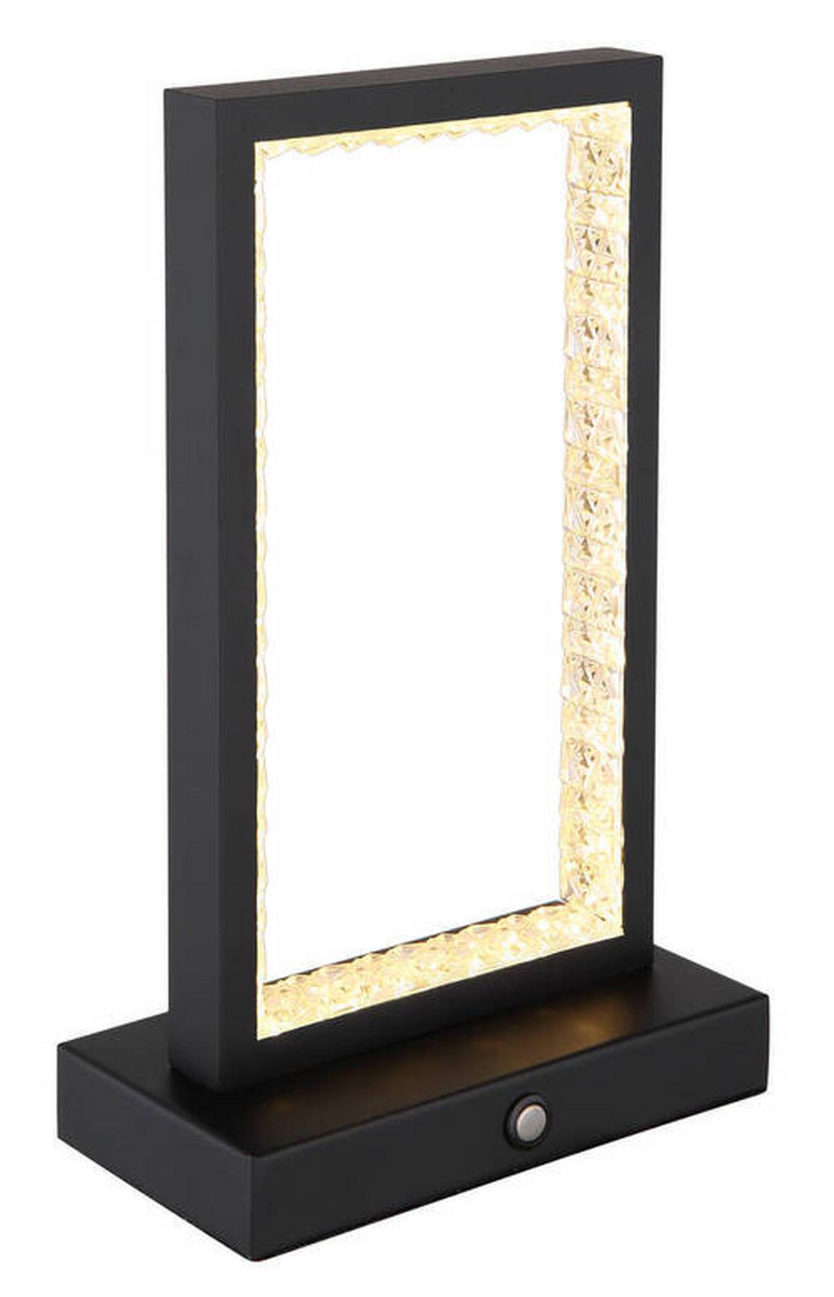 AKKU-TISCHLEUCHTE 24008S - Klar/Schwarz, Design, Kunststoff/Metall (14/7,5/23cm) - Globo