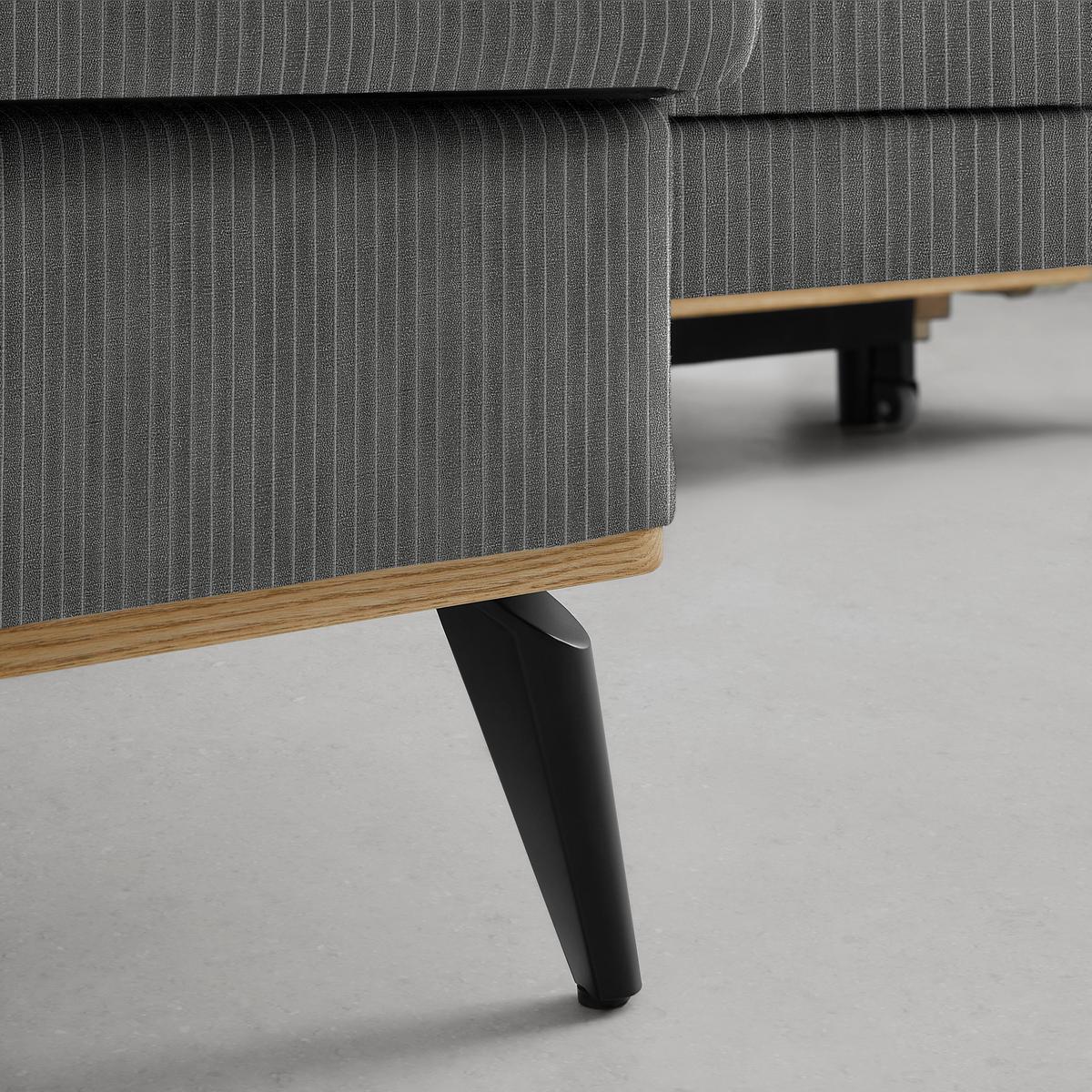 Wohnlandschaft Romeo Graphitfarben - Graphitfarben/Schwarz, KONVENTIONELL, Textil/Metall (167/87/234cm) - Zandiara