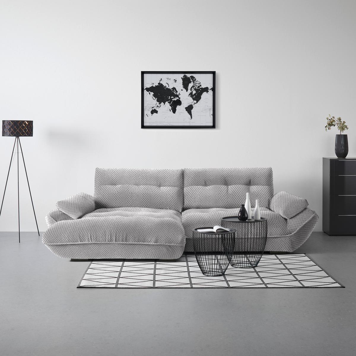 Wohnlandschaft Vivo Hellgrau - Hellgrau/Schwarz, MODERN, Kunststoff/Textil (179/63/317cm) - Premium Living