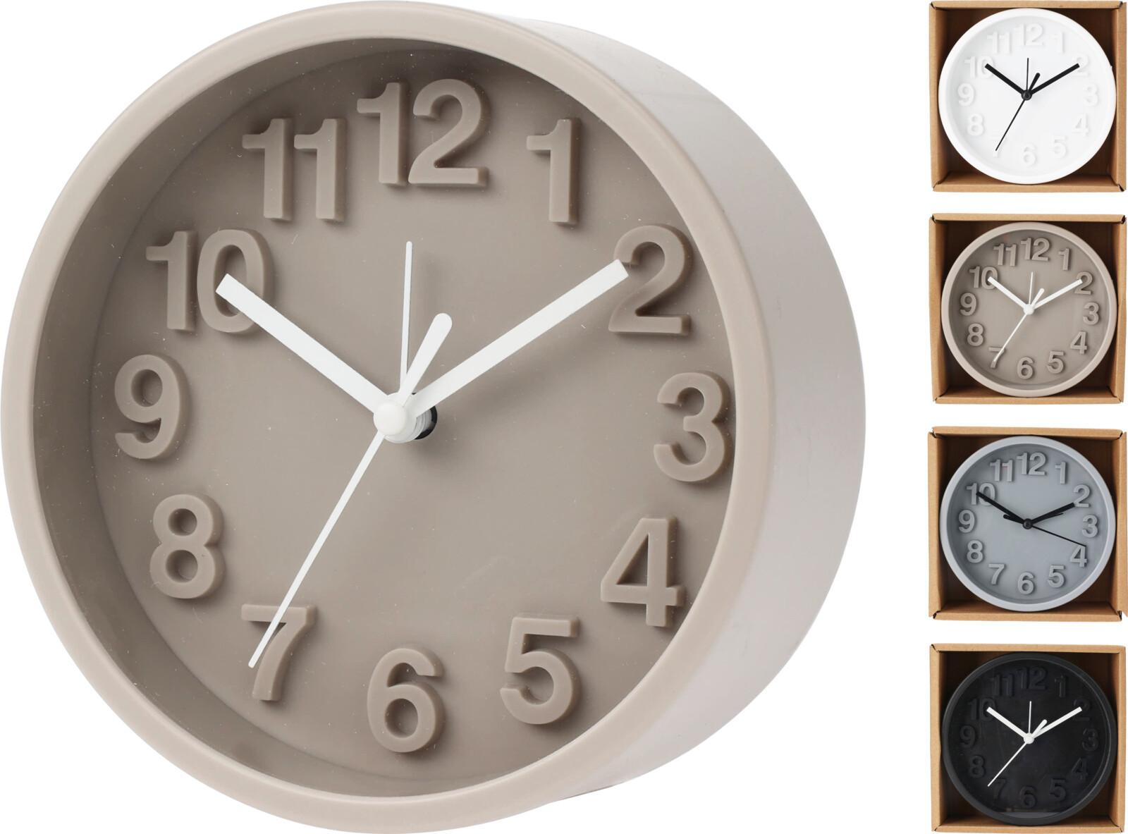 Ébresztőóra Wecki - világosszürke/fekete, műanyag (13/5cm)